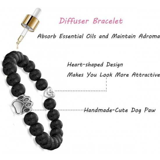 4Pcs Natural Stone Bead Bracelet For Girls Women Lucky Healing Bracelet (paw+heart) 4Pcs Natural Stone Bead Bracelet For Girls Women Lucky Healing Bracelet (paw+heart)